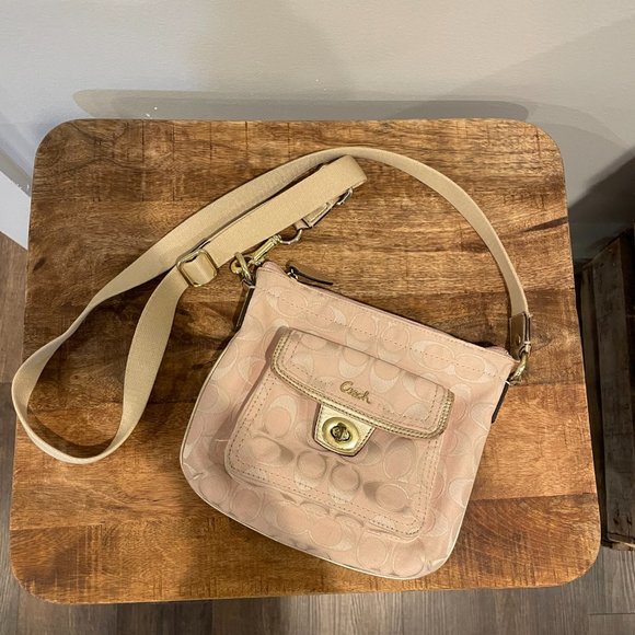 Coach Small Crossbody or Shoulder Bag - Pink & Gold Logo - Picture 1 of 4
